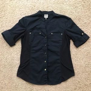 Anne Klein Stretch Short-sleeve Button-Up Shirt